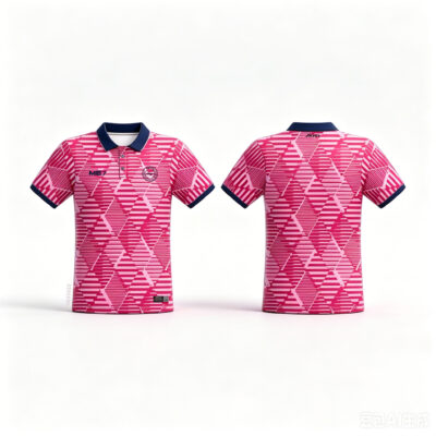 Custom Printed Polo Shirt Pink Geometric Sublimation Top