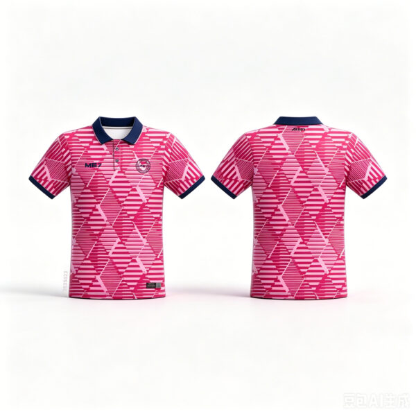Custom Printed Polo Shirt Pink Geometric Sublimation Top