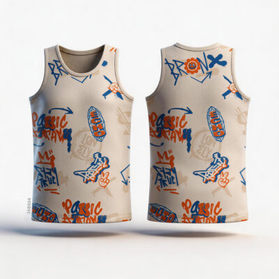 Cream Graffiti Custom Tank Top | Sublimated Sleeveless Jersey