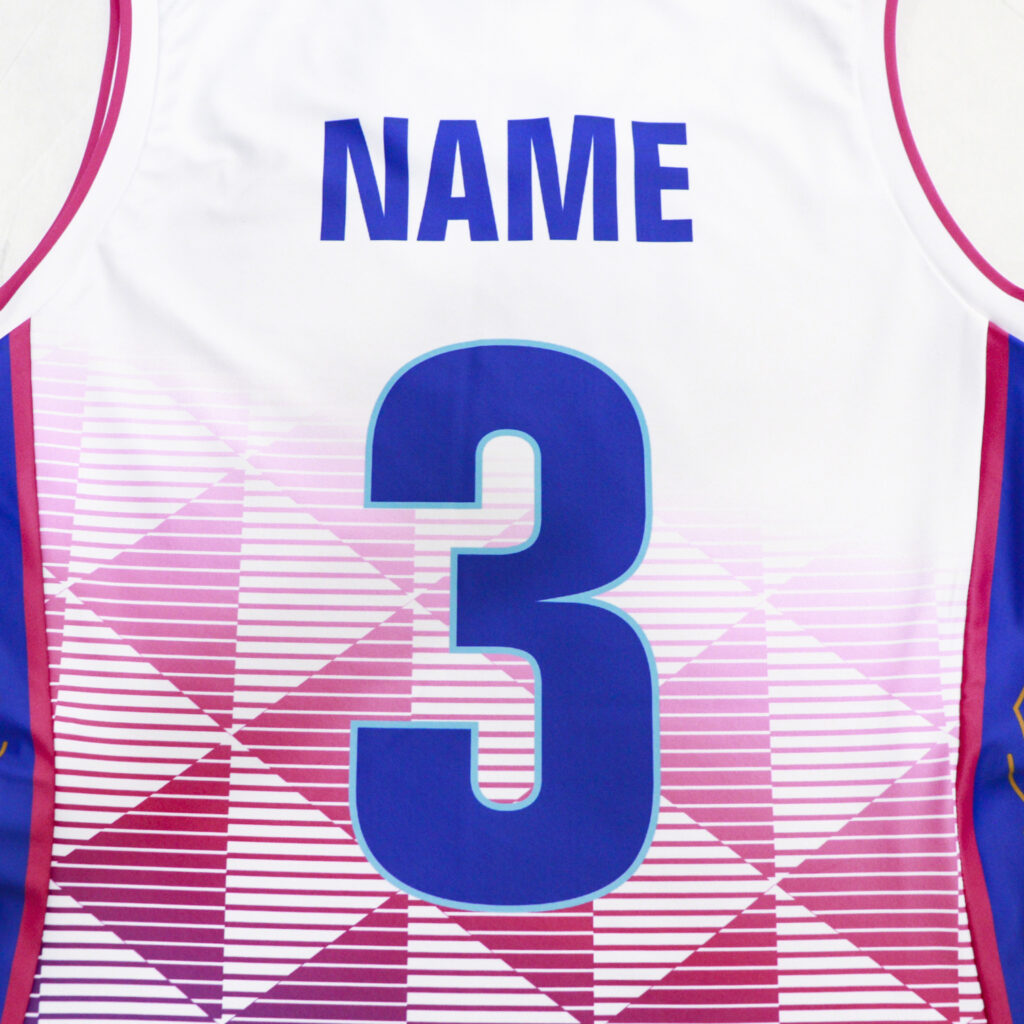 Back view with custom player name and number on volleyball jersey