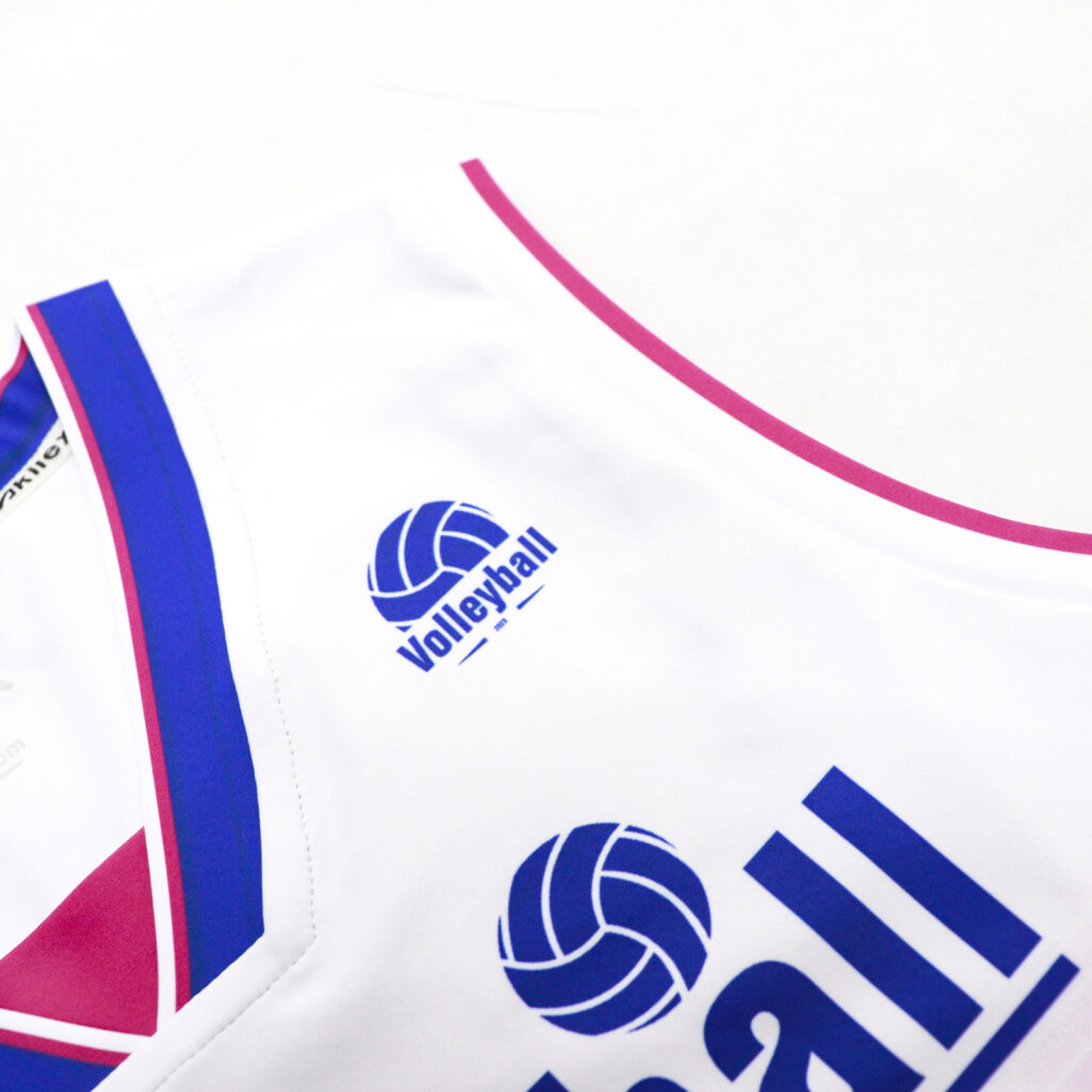 Volleyball chest logo and sublimated print detail