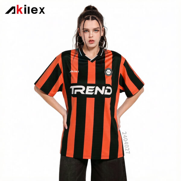 Custom Striped Soccer Jersey Sublimation Retro Tee