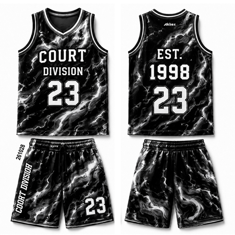 Custom Sublimated Basketball Uniform - Black Team Jersey Set - photo 8