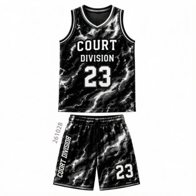 Custom Sublimated Basketball Uniform - Black Team Jersey Set