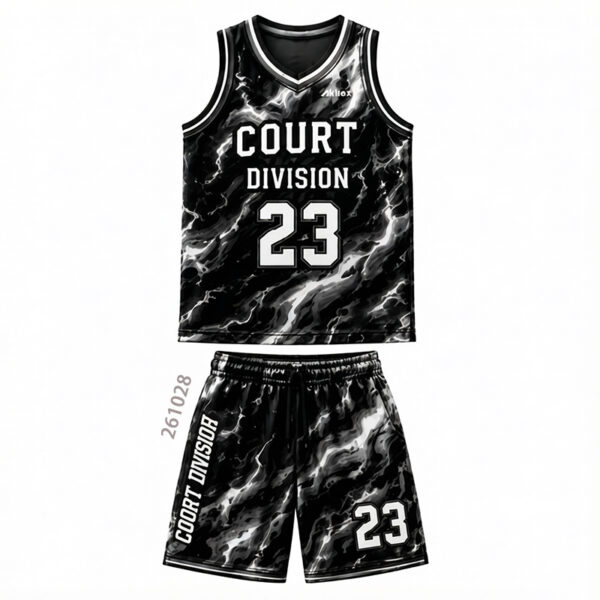 Custom Sublimated Basketball Uniform - Black Team Jersey Set