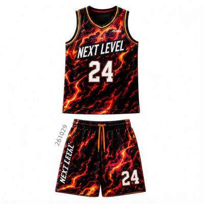 Custom Sublimated Basketball Uniform - Black Team Jersey Set - product view 1