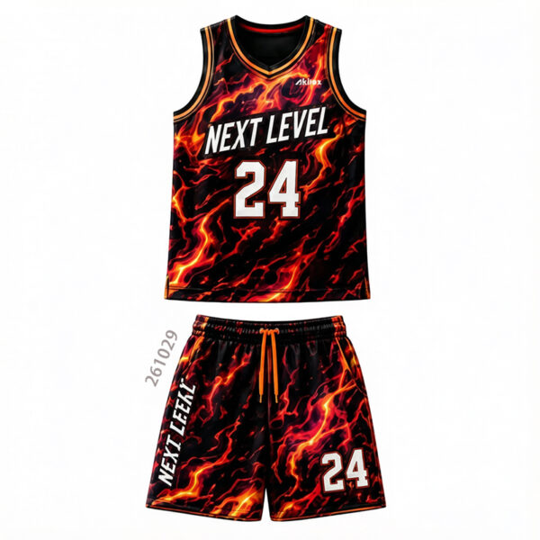 Custom Sublimated Basketball Uniform - Black Team Jersey Set - product view 1