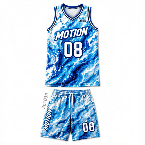 Custom Sublimated Basketball Uniform - Black Team Jersey Set - product view 2