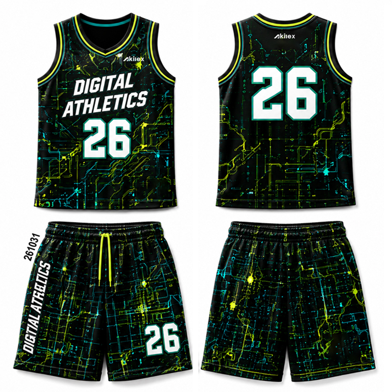 Custom Sublimated Basketball Uniform - Black Team Jersey Set - photo 5