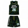 Custom Sublimated Basketball Uniform - Black Team Jersey Set - product view 3