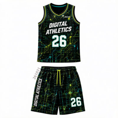 Custom Sublimated Basketball Uniform - Black Team Jersey Set - product view 3