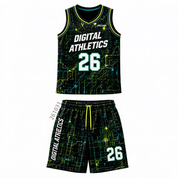 Custom Sublimated Basketball Uniform - Black Team Jersey Set - product view 3