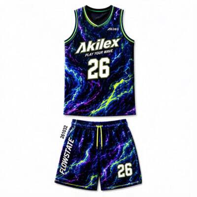 Custom Sublimated Basketball Uniform - Black Team Jersey Set - product view 4