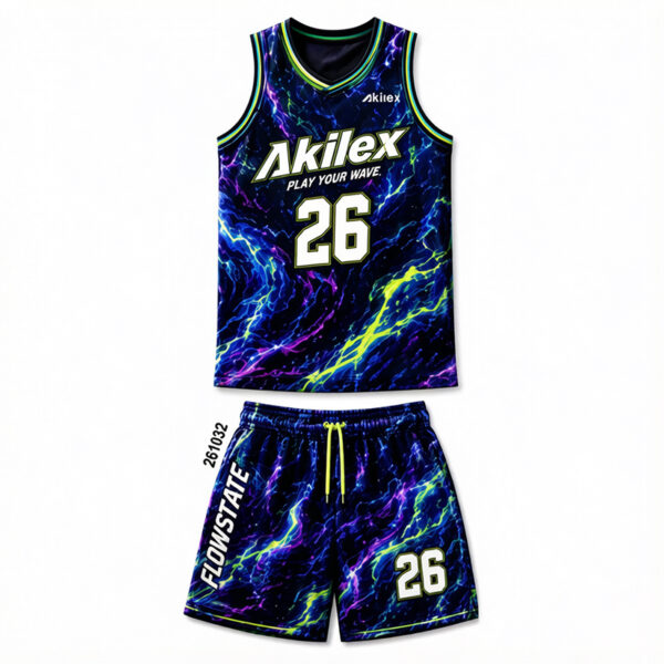 Custom Sublimated Basketball Uniform - Black Team Jersey Set - product view 4