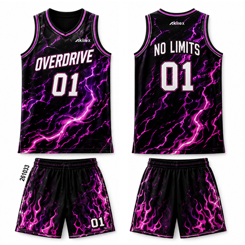 Custom Sublimated Basketball Uniform - Black Team Jersey Set - photo 3