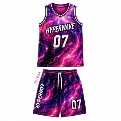 Custom Sublimated Basketball Uniform - Black Team Jersey Set - product view 6