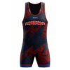 2616001 Navy and red custom sublimated wrestling singlet with geometric graphics
