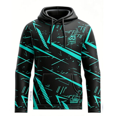 2634038 Black Green Custom Sublimated Gaming Hoodie