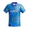 Custom Sublimation Polo Shirt Blue Green Wave Print Teamwear