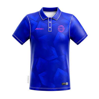 Custom Men s Sublimated Polo Shirt Royal Blue Geometric