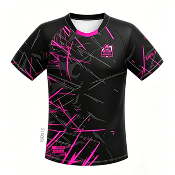 Black Pink Custom Esports Team Jersey with Neon Graphics