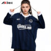 Custom Dark Blue Long Sleeve Sublimated Football Jersey