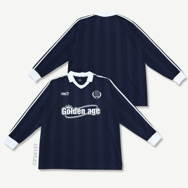 Custom Dark Blue Long Sleeve Sublimated Football Jersey