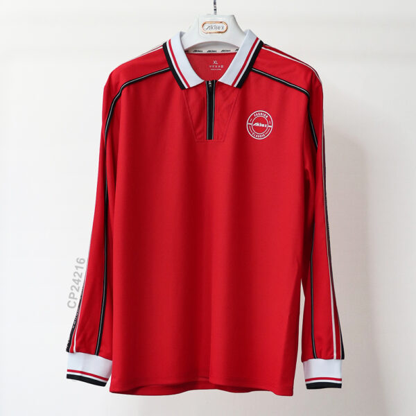 Custom Sublimated Streetwear Polo - Red Long Sleeve Jersey