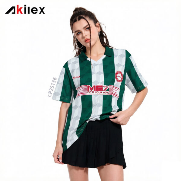 Custom Sublimated Green Womens Streetwear Polo Jersey