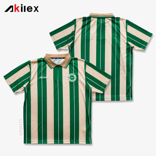Custom Sublimated Performance Polo - Green Striped Jersey