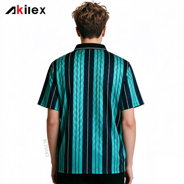 Custom Sublimated Polo Jersey - Teal Striped Sportswear