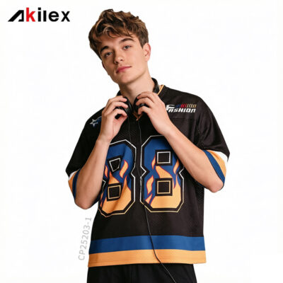 CP25203-1 (0) Custom Sublimated Oversized Jersey - Black Sports Shirt