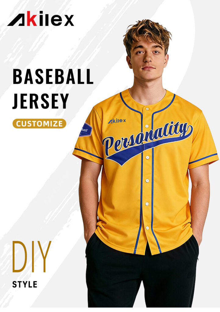 Custom Sublimated Baseball Jersey Yellow Team Uniform product detail view 11