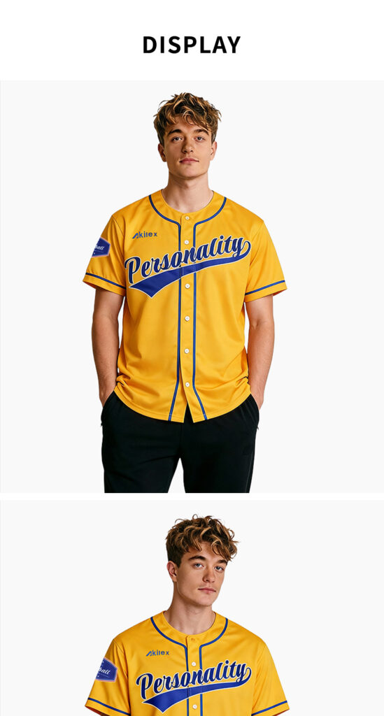 Custom Sublimated Baseball Jersey Yellow Team Uniform product detail view 15