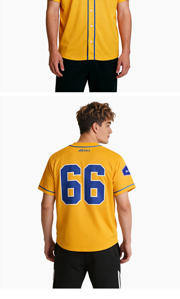 Custom Sublimated Baseball Jersey Yellow Team Uniform product detail view 16