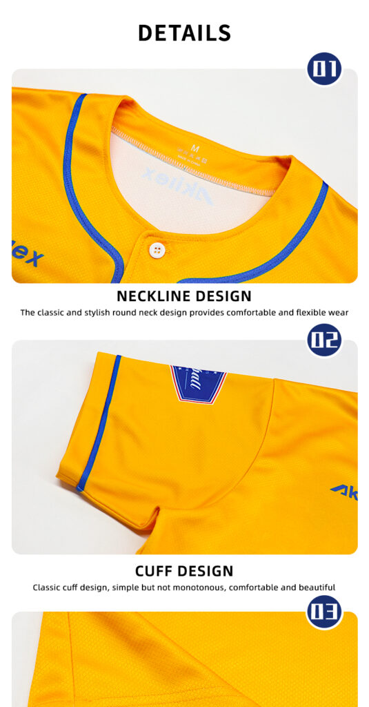 Custom Sublimated Baseball Jersey Yellow Team Uniform product detail view 17