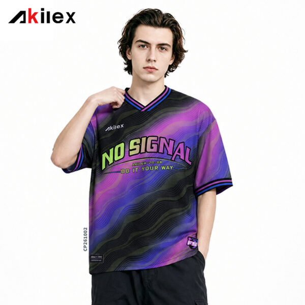 NO SIGNAL Purple Gradient Oversized Sublimated Streetwear T - Shirt - product view 1