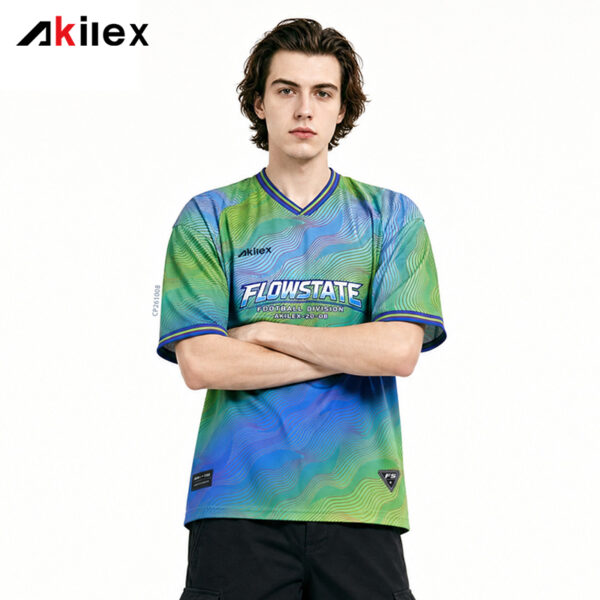 FLOWSTATE Green Blue Gradient Sublimated Oversized Streetwear T - Shirt - product view 6