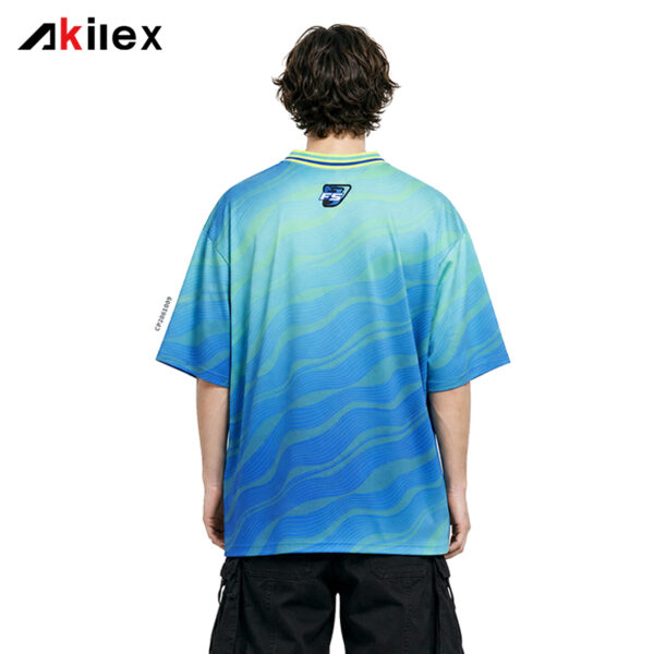 OUTSIDERS Sky Blue All - Over Print Oversized Streetwear T - Shirt - product view 2
