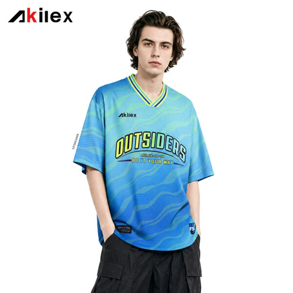 OUTSIDERS Sky Blue All - Over Print Oversized Streetwear T - Shirt - product view 1