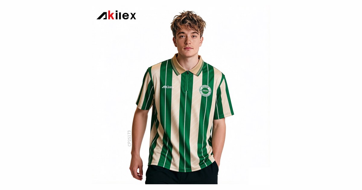 Custom sublimated performance polo shirt with striped print