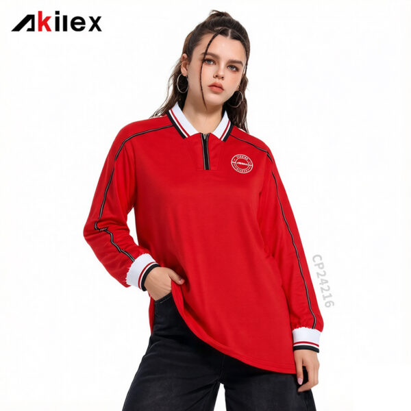 Custom Sublimated Streetwear Polo - Red Long Sleeve Jersey
