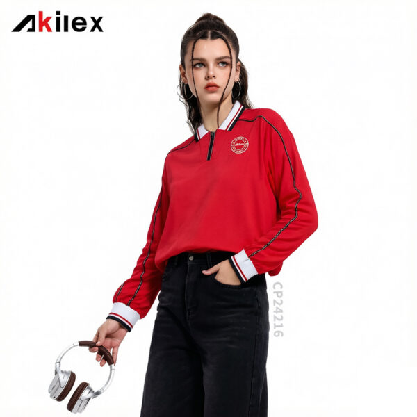 Custom Sublimated Streetwear Polo - Red Long Sleeve Jersey