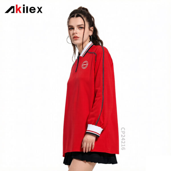 Custom Sublimated Streetwear Polo - Red Long Sleeve Jersey