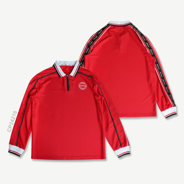 Custom Sublimated Streetwear Polo - Red Long Sleeve Jersey