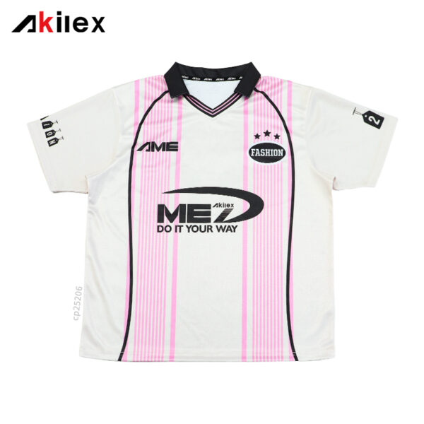 Custom Sublimated Polo Shirt - Pink Striped Streetwear