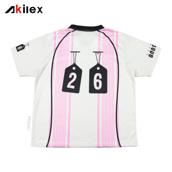 Custom Sublimated Polo Shirt - Pink Striped Streetwear