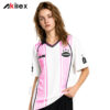 Custom Sublimated Polo Shirt - Pink Striped Streetwear
