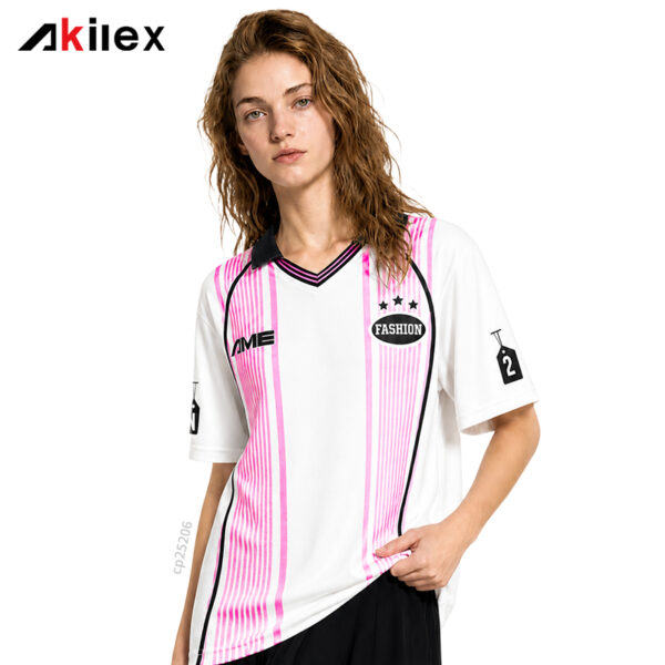 Custom Sublimated Polo Shirt - Pink Striped Streetwear