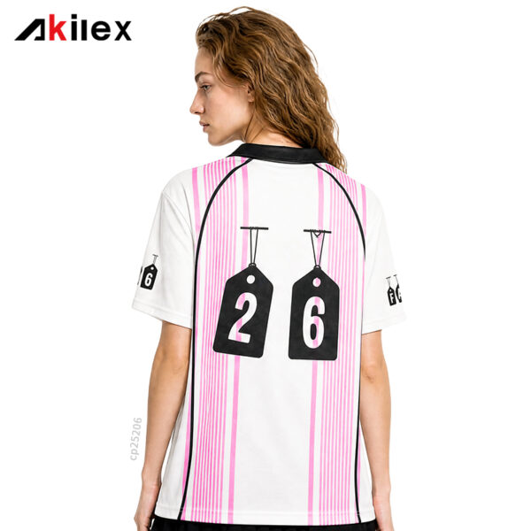 Custom Sublimated Polo Shirt - Pink Striped Streetwear